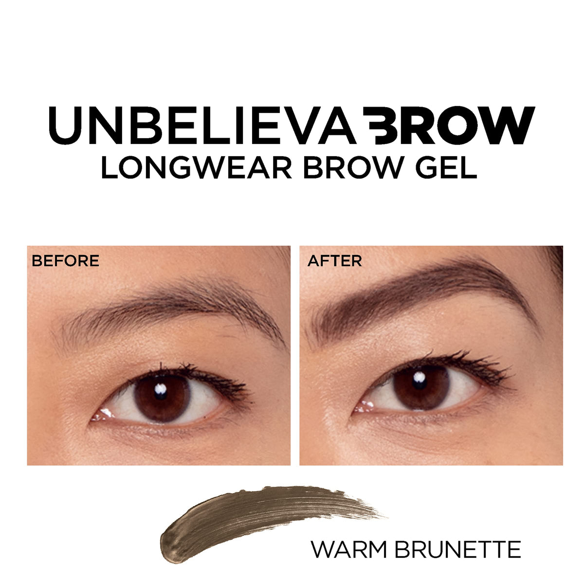 L'Oreal Paris product in use with spoolie blending for long-lasting definition