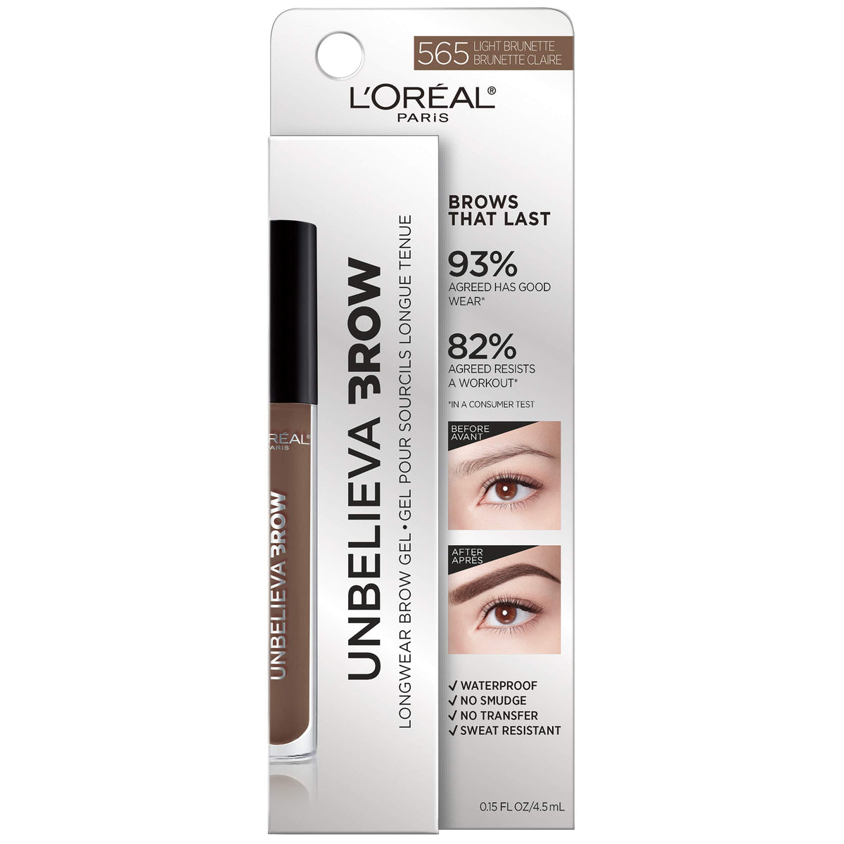 L'Oreal Paris wand closeup demonstrating precise brush for shaping