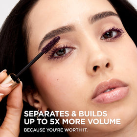 L'Oreal Paris volumizing brush close-up highlighting even coating and lash separation