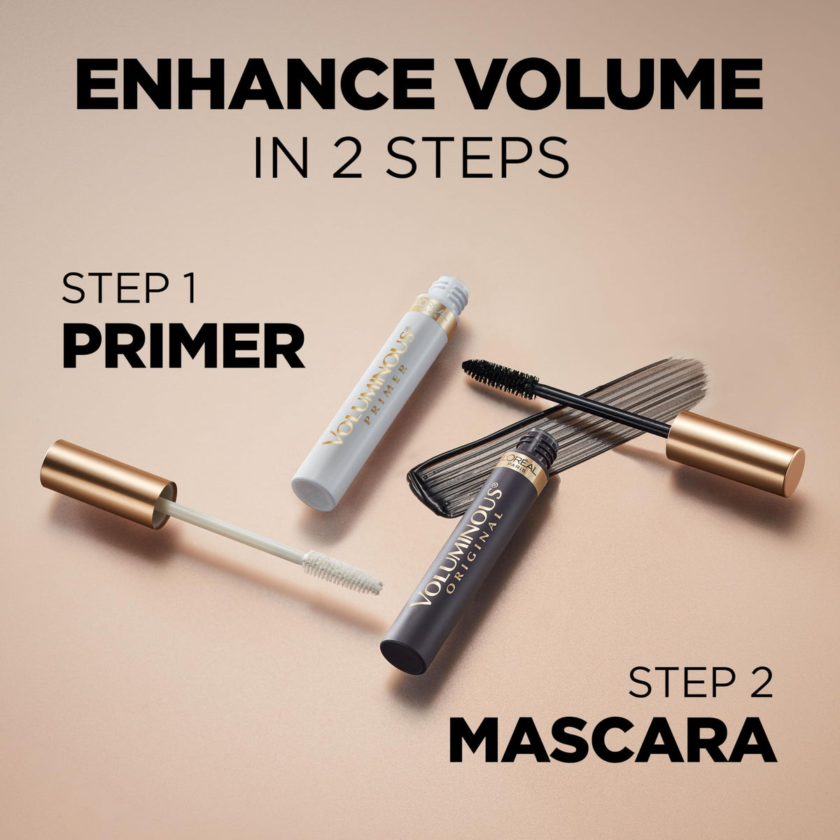L'Oreal Paris compact tube next to coin showing travel-friendly size benefit