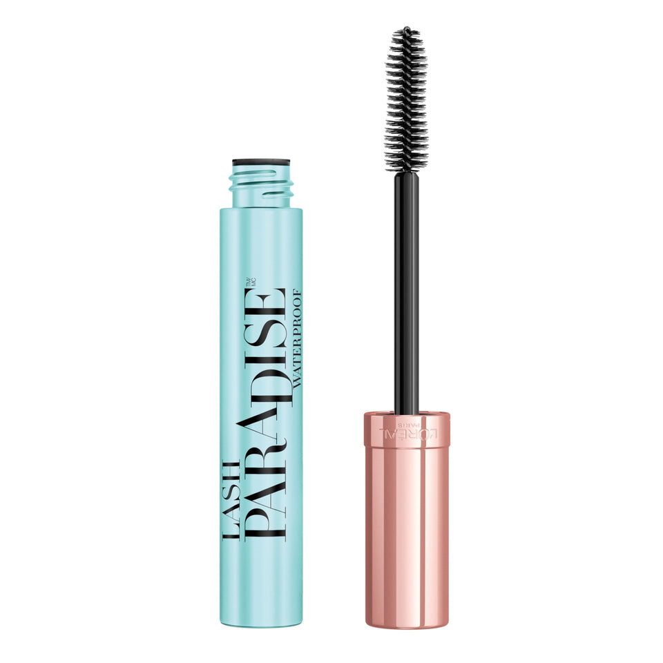 L'Oreal Paris front packaging showing waterproof mascara benefits