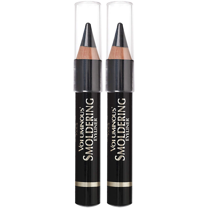 L'Oreal Paris front view of two eyeliners showing product pack and brand benefits