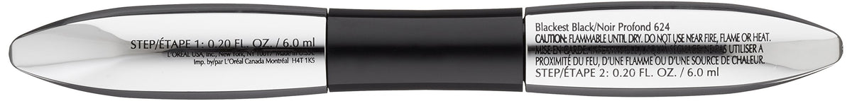 L'Oreal Paris close-up of brush and fibers extending lashes for bold length