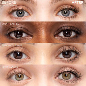 L'Oreal Paris swiped lashes showing before and after volume for a fuller, dramatic lash effect