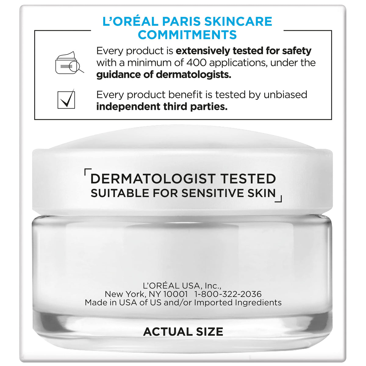 L'Oreal Paris 1.7 oz jar next to a ruler showing compact travel-friendly size