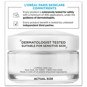 L'Oreal Paris 1.7 oz jar next to a ruler showing compact travel-friendly size