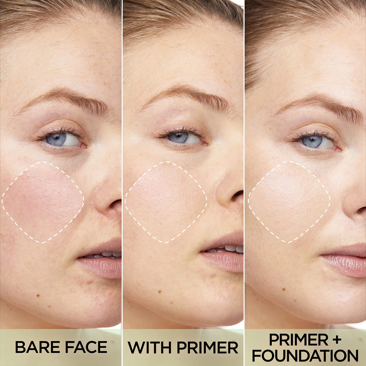 L'Oreal Paris primer being applied on hand to demonstrate blendability and redness neutralizing