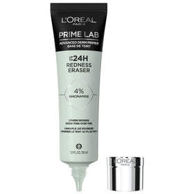 L'Oreal Paris primer front packaging showing lightweight tube and branding, evens complexion