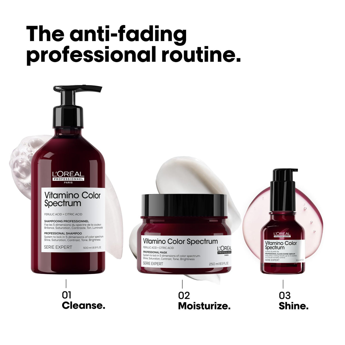 L'Oréal Professionnel depiction of hair with heat-protection up to 450°F for styling safety