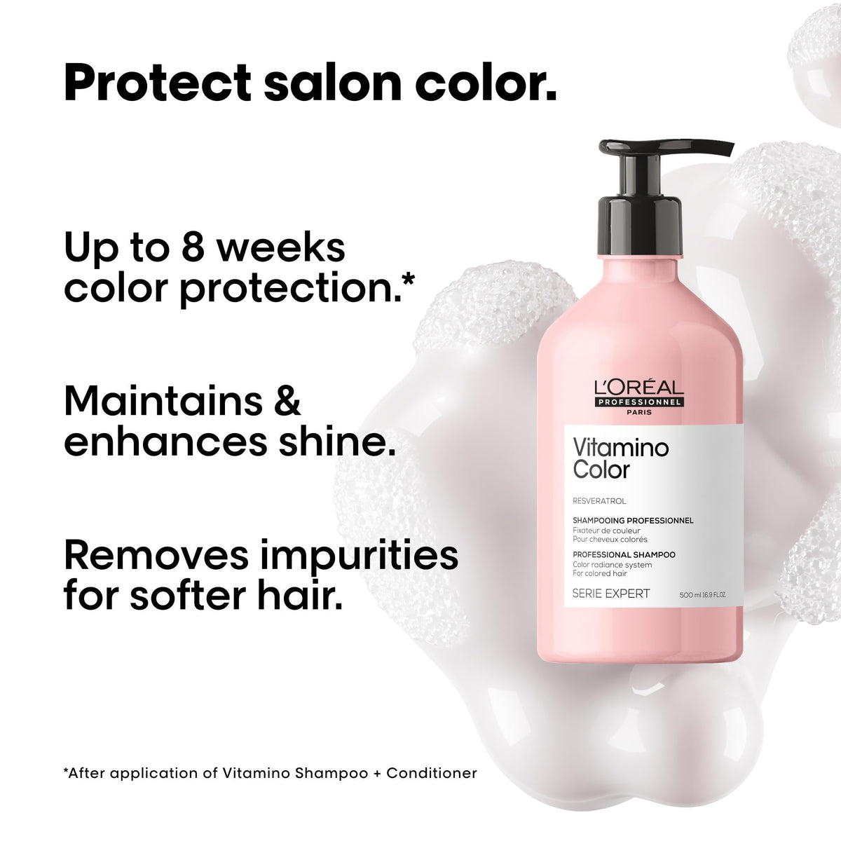 L'Oréal Professionnel back label close-up listing ingredients and usage instructions