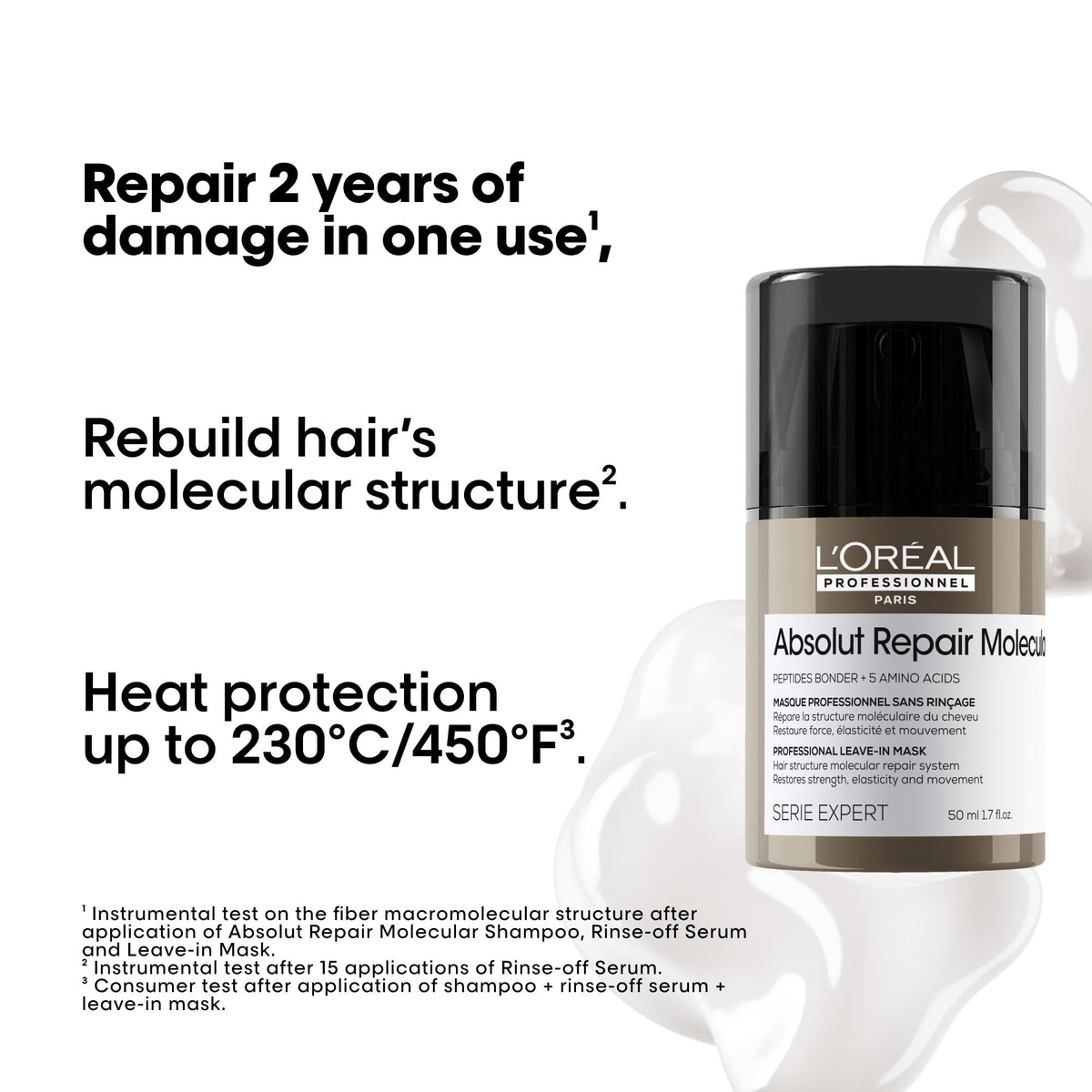 L'Oréal Professionnel Paris bottle held in hand demonstrating travel-friendly size