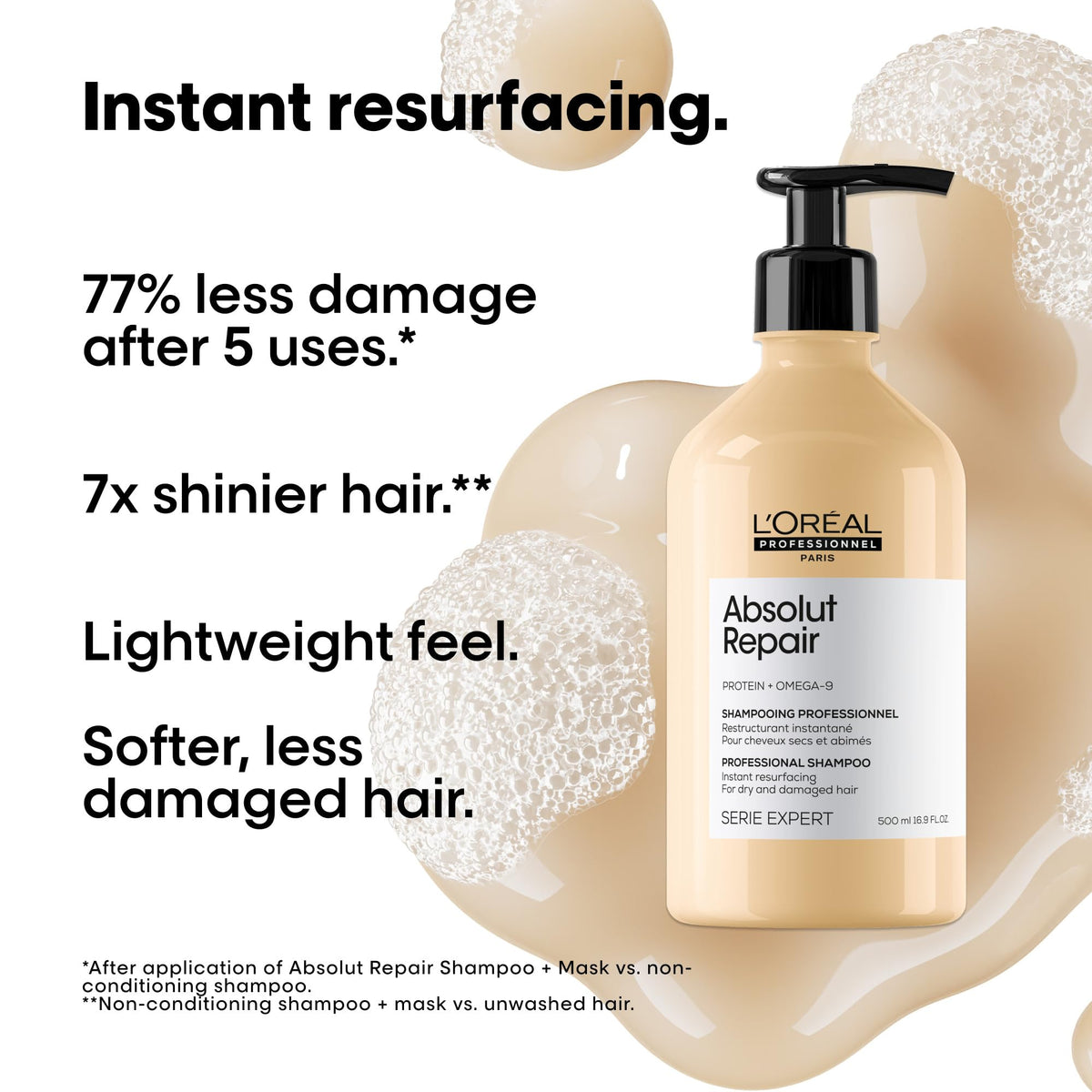 L'Oréal Professionnel pump dispensing shampoo texture for easy application
