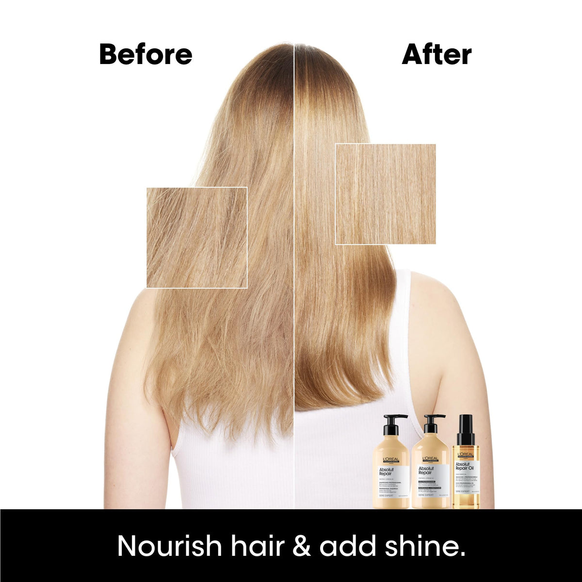L'Oréal Professionnel Paris refill being poured into bottle illustrating easy refill