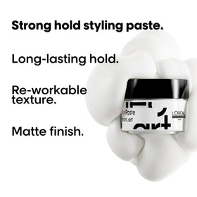 L'Oréal Professionnel Paris paste on hand ready to apply, demonstrating easy spread and controlled hold