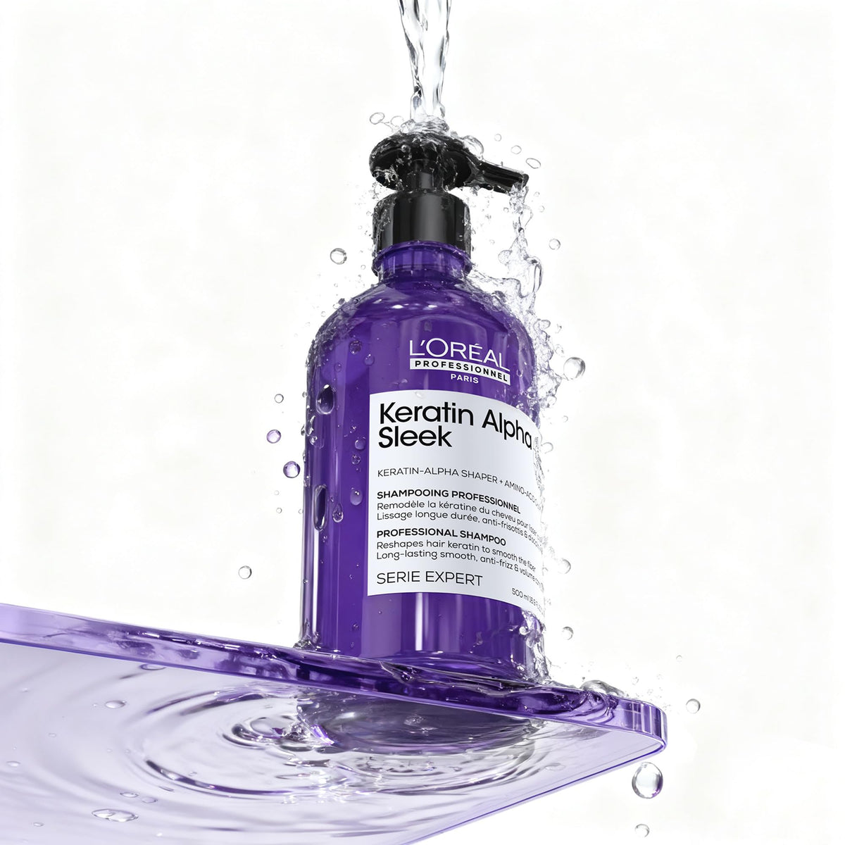 L'Oréal Professionnel on bathroom shelf conveying salon-quality routine