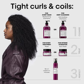 L'Oréal Professionnel before and after photo displaying improved curl definition