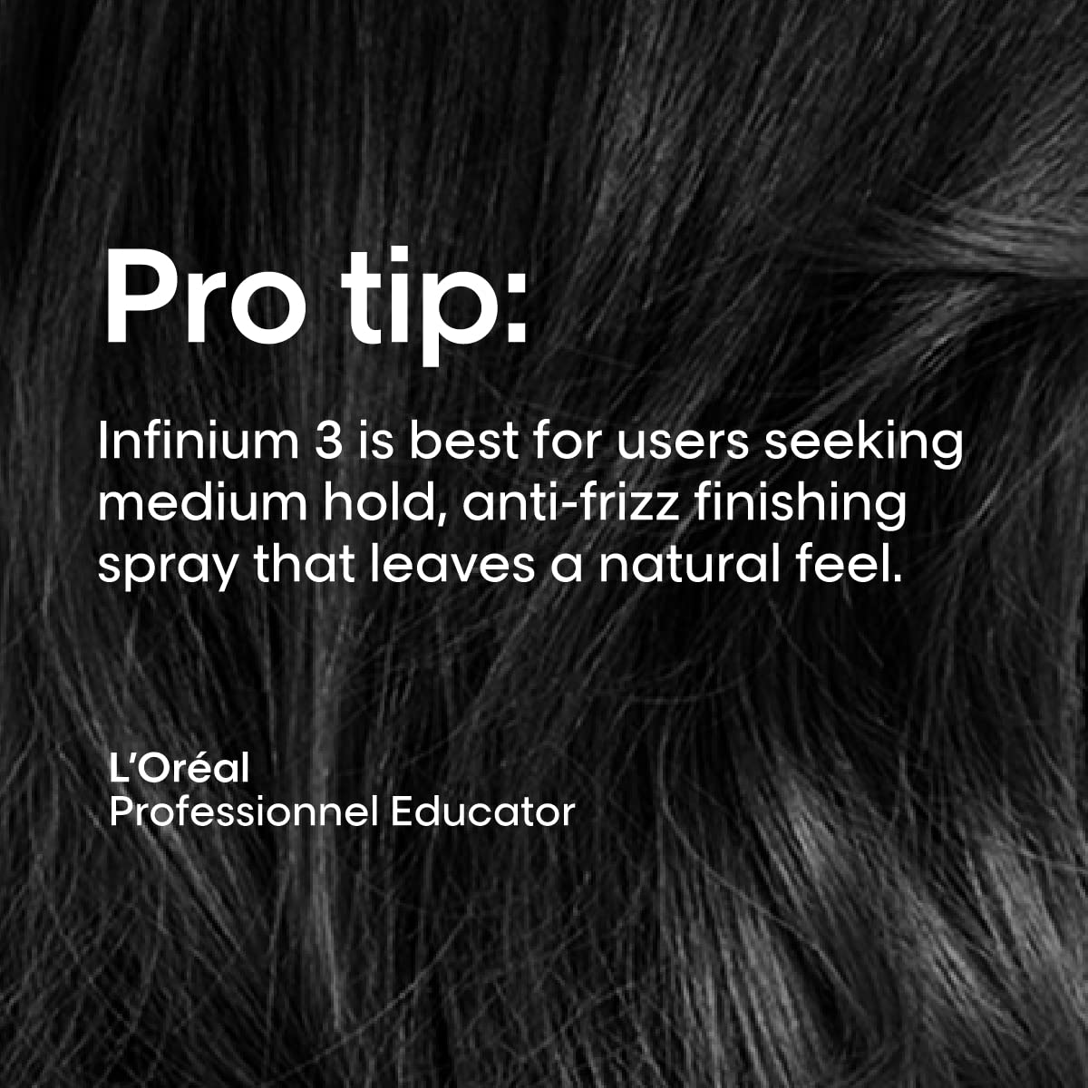 L'Oréal Professionnel bottle in hand showing size and travel-friendly benefit