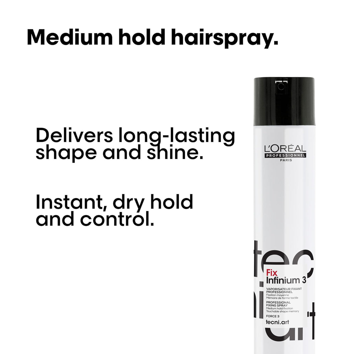 L'Oréal Professionnel spray on curled hair showing frizz control benefit