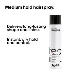 L'Oréal Professionnel spray on curled hair showing frizz control benefit