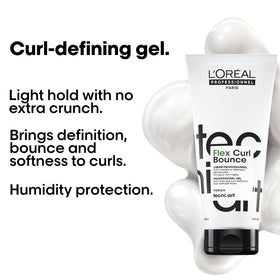 L'Oréal Professionnel Paris being applied to damp curls for defined hold