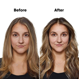 L'Oréal Professionnel spraying on finished updo to lock style and reduce frizz