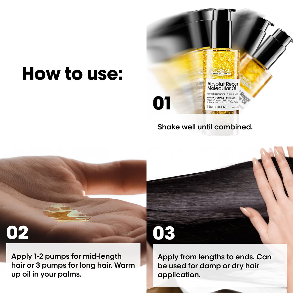 L'Oréal Professionnel label close-up highlighting product name and usage tips