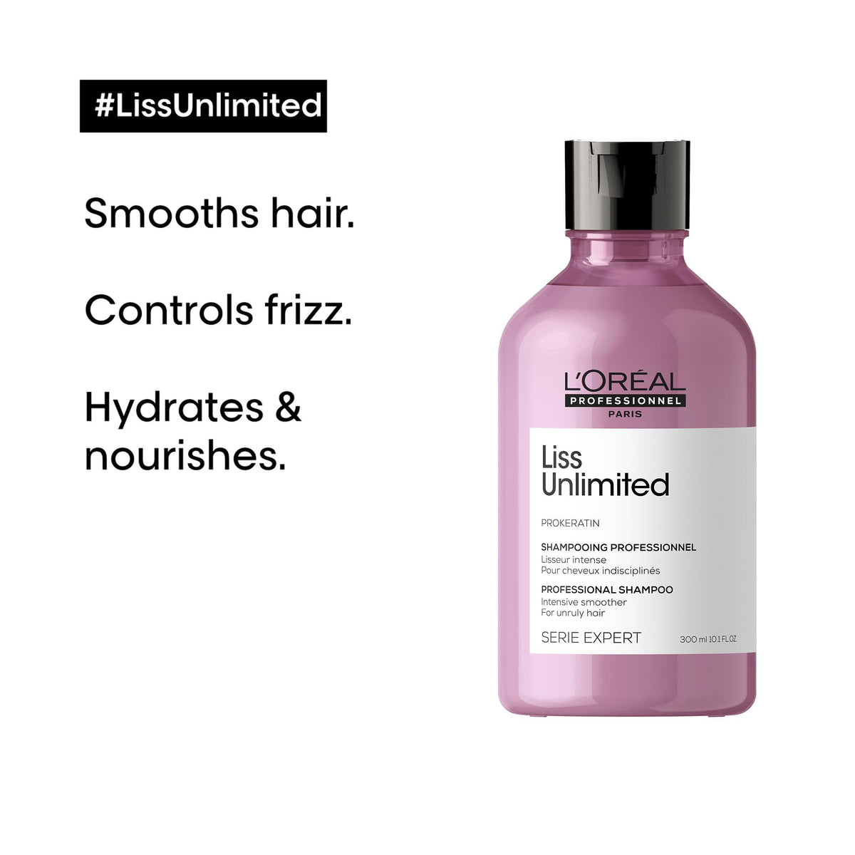 L'Oréal Professionnel Paris bottle label close-up highlighting Pro-Keratin ingredient benefit