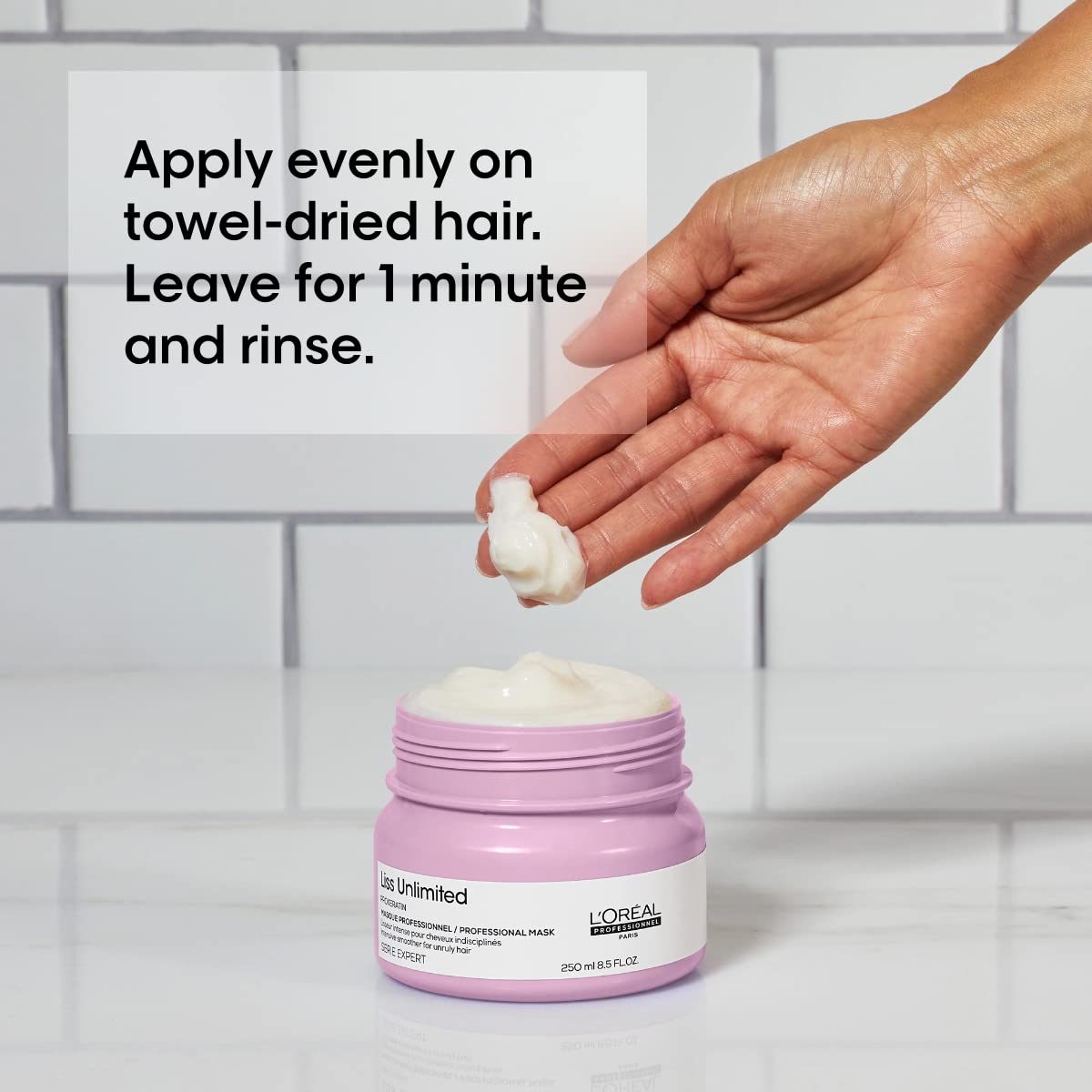 L'Oréal Professionnel mask applied before blow-dry for smoother styling