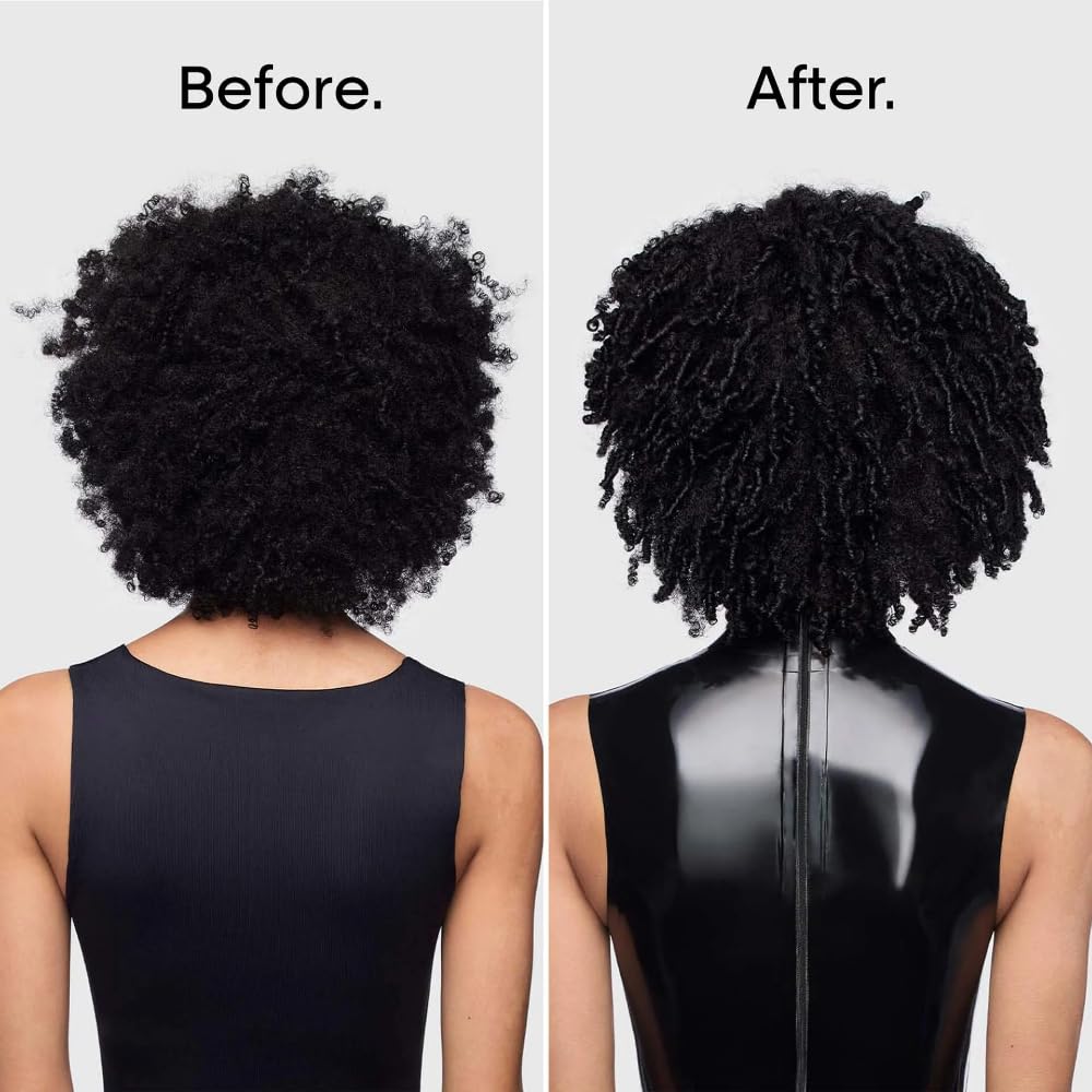 L'Oréal Professionnel Paris shampoo in use on wet curly hair showing detangling