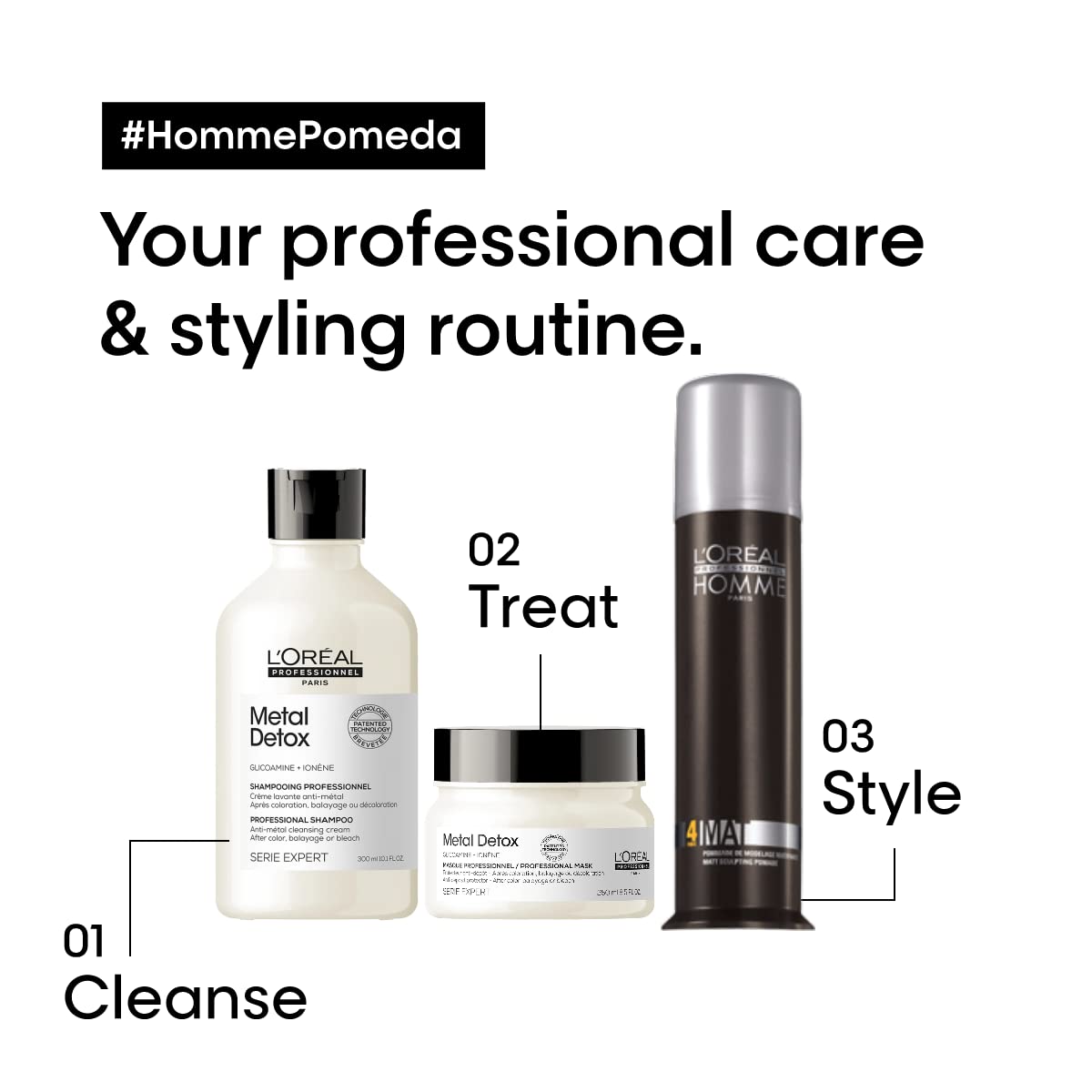 L'Oréal Professionnel styled hair side view showing natural matte texture and control