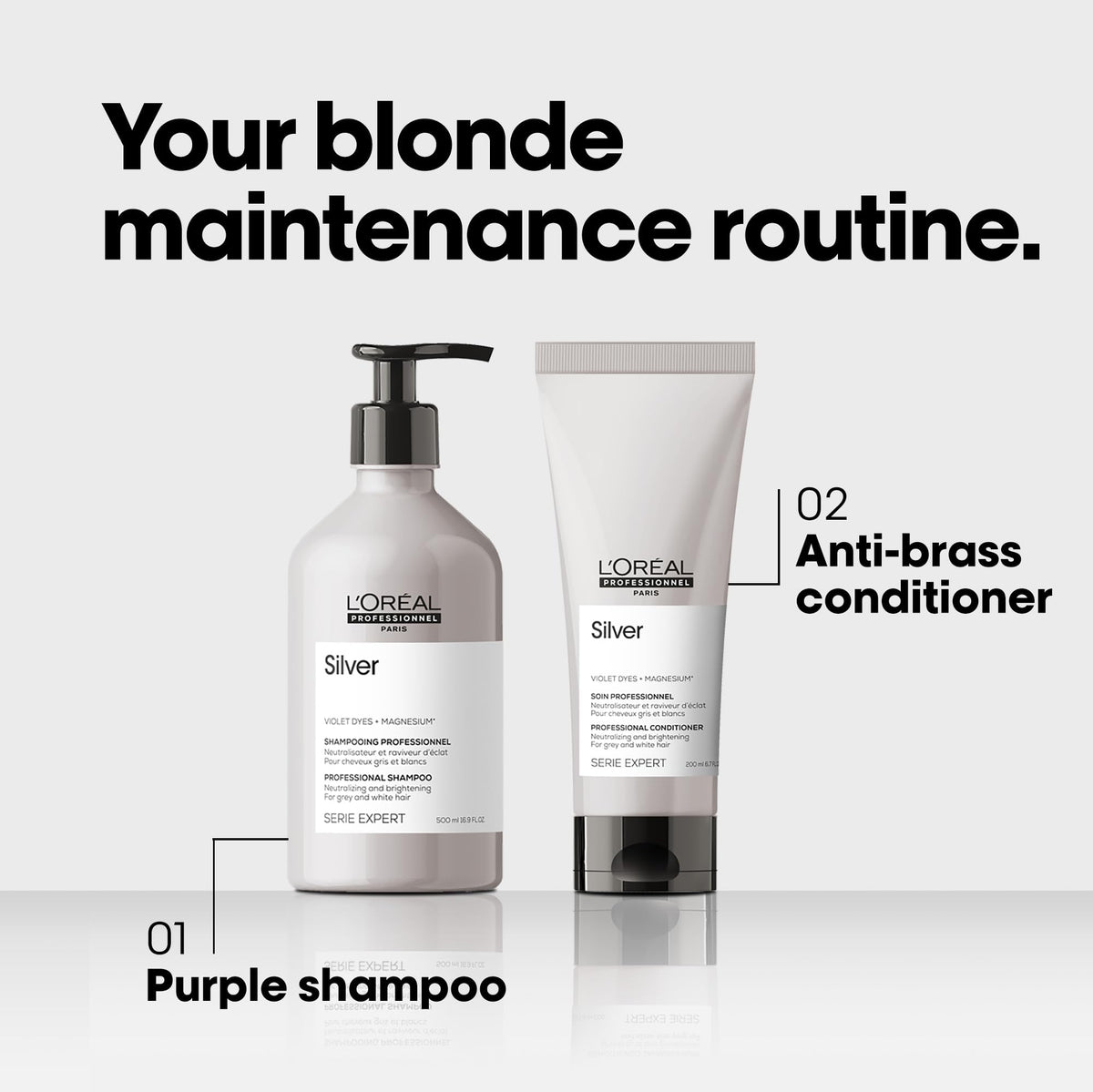 L'Oréal Professionnel bottle held in hand to show actual product size and ease