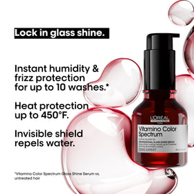 L'Oréal Professionnel Paris before and after image demonstrating instant glass shine