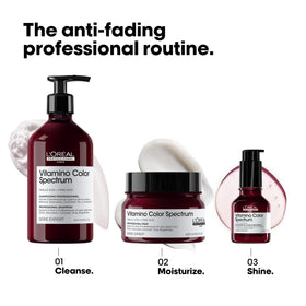 L'Oréal Professionnel Paris lifestyle salon scene showing glossy color-treated hair