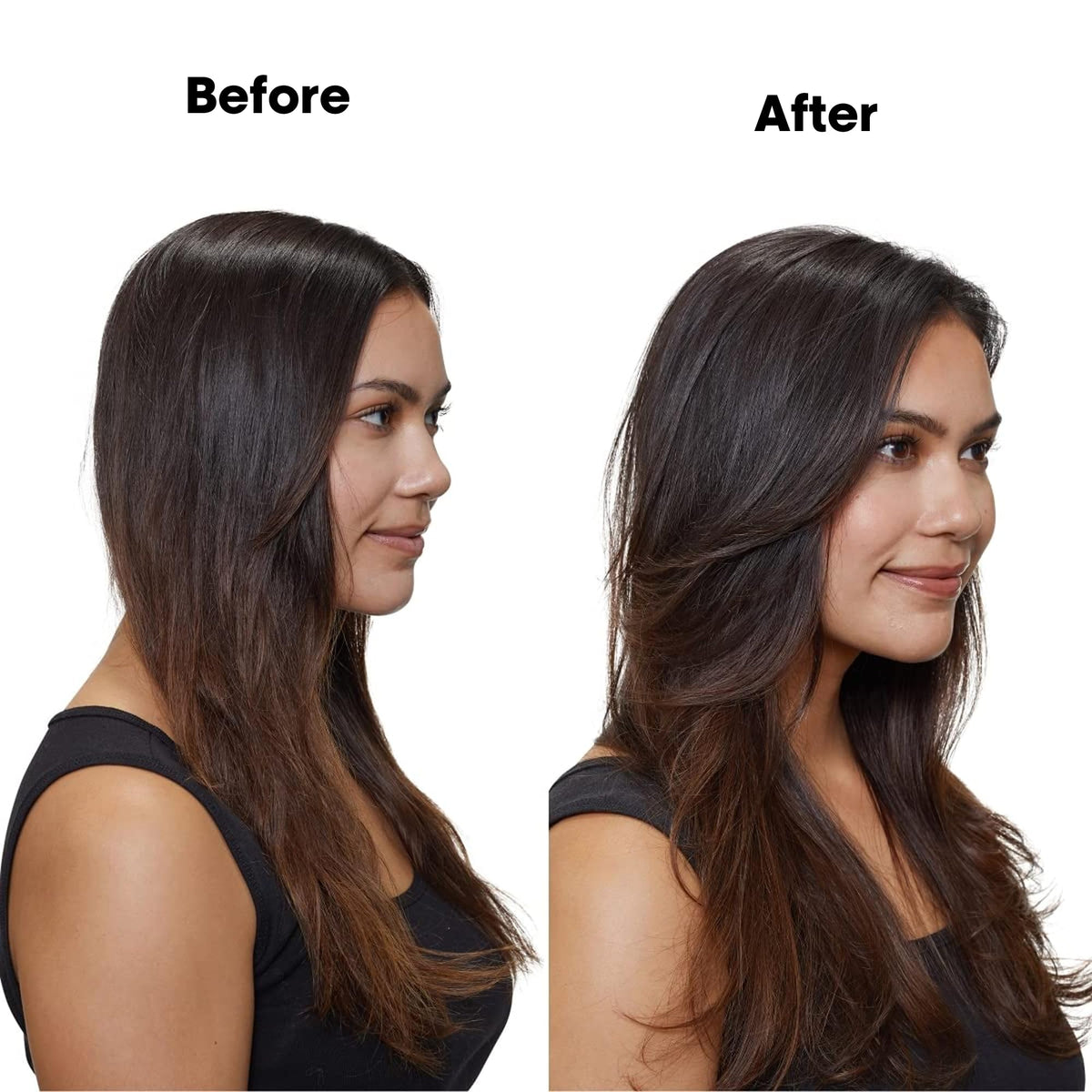 L'Oréal Professionnel before and after comparison showing added volume and matte finish