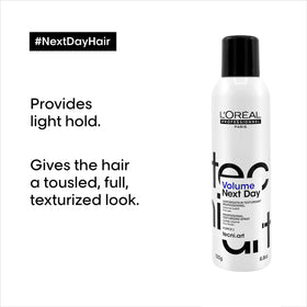 L'Oréal Professionnel spraying product on damp hair to boost natural movement