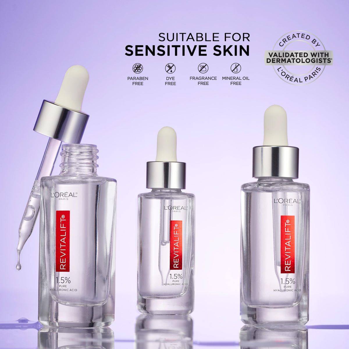 L'Oreal Paris Revitalift applied to skin patting in for immediate plumping benefit