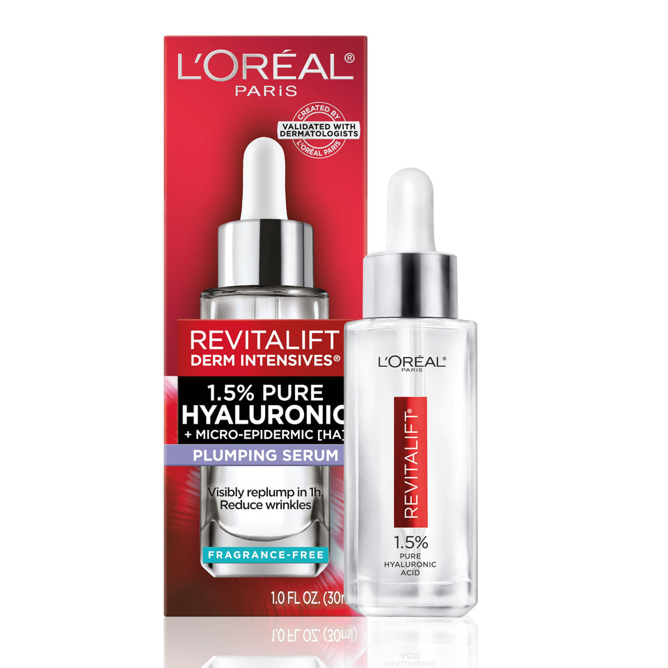 L'Oreal Paris Revitalift front bottle showing brand and compact packaging benefit