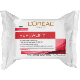 L'Oreal Paris Revitalift front pack showing 30-count and resealable lid for convenience