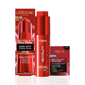L'Oreal Paris front packaging showing product bottle and branding benefits