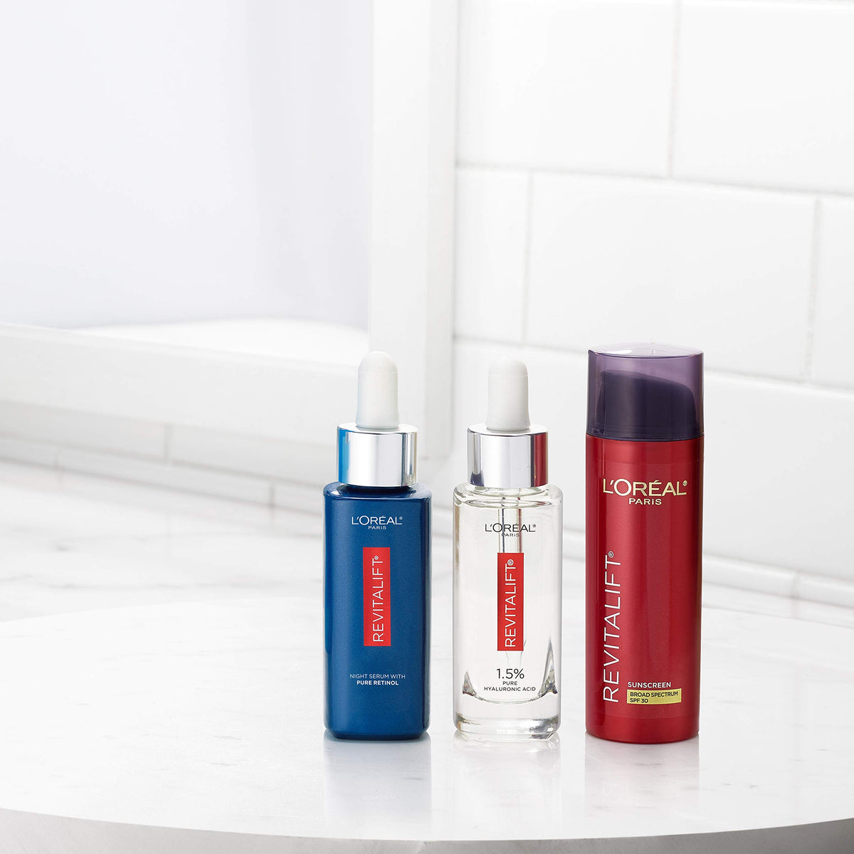 L'Oreal ingredient focus with hyaluronic acid and vitamin C visuals