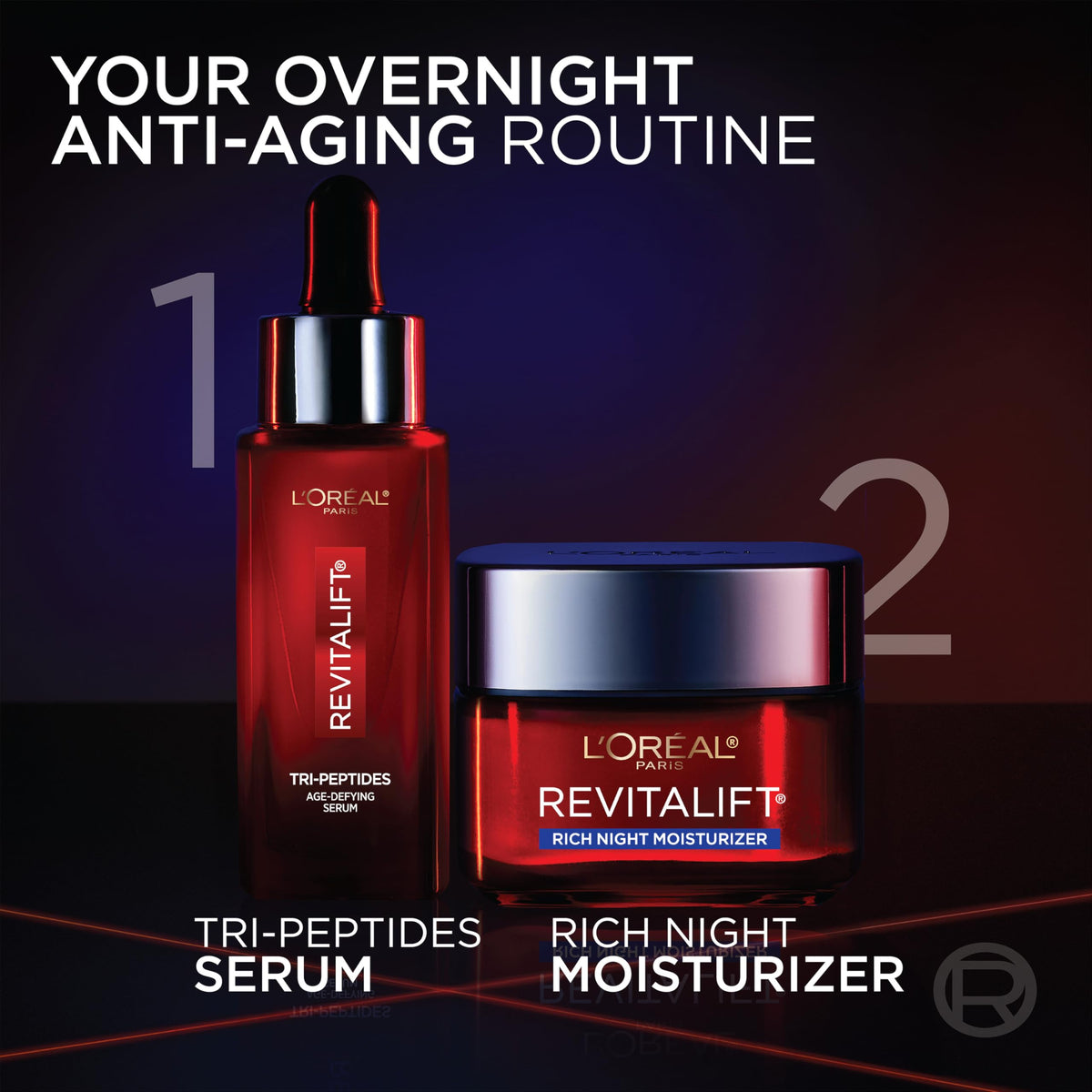 L'Oreal Paris jar paired with cleanser and SPF, showing routine compatibility