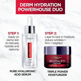 L'Oreal Paris Revitalift serum dropper dispensing hyaluronic acid for targeted hydration