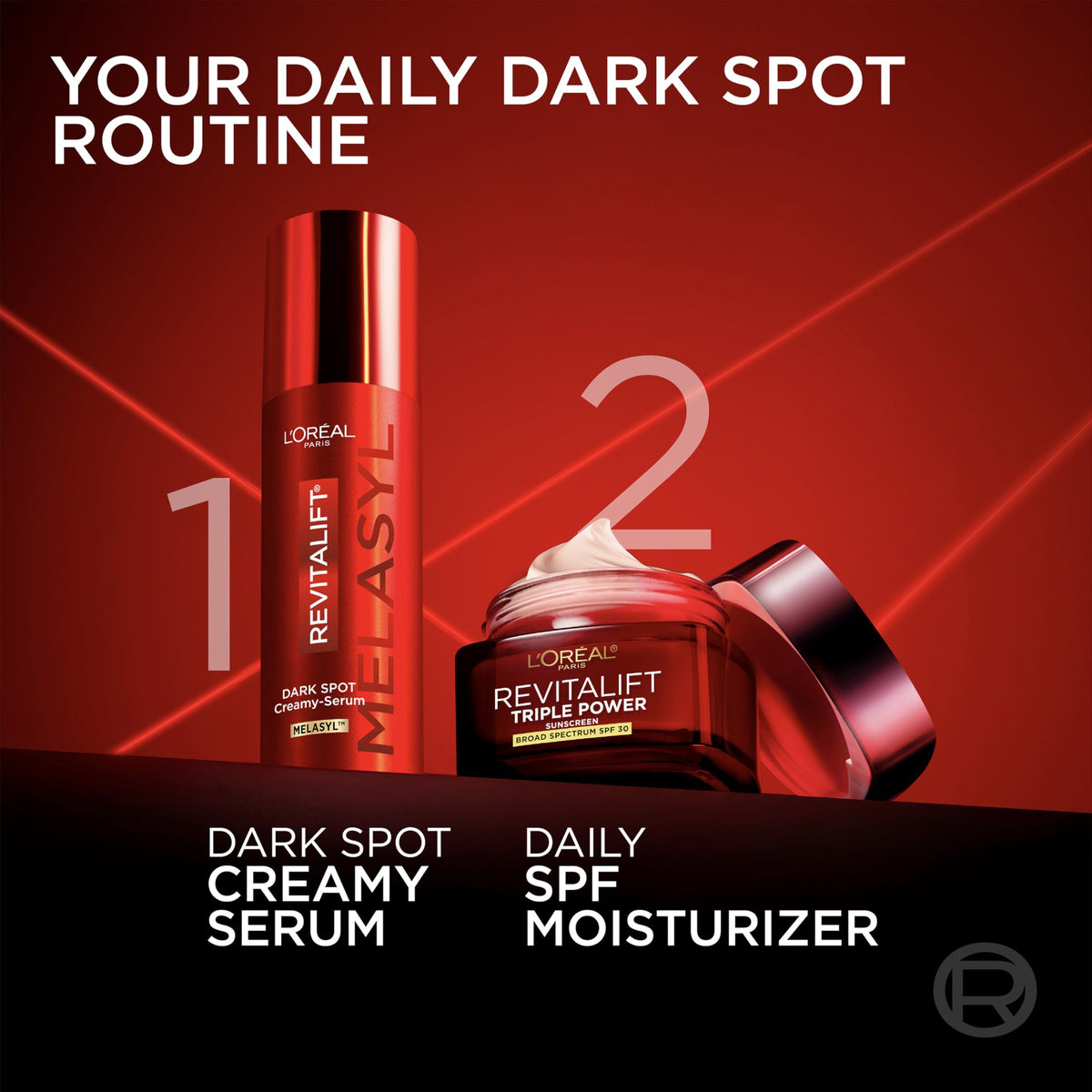 L'Oreal Paris styled before-and-after flatlay showing improved radiance