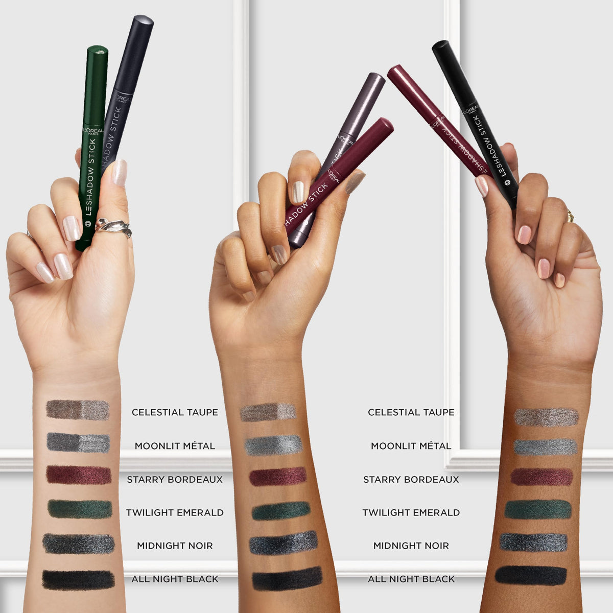 L'Oreal Paris Le Shadow Stick next to coin showing compact travel-friendly size benefit