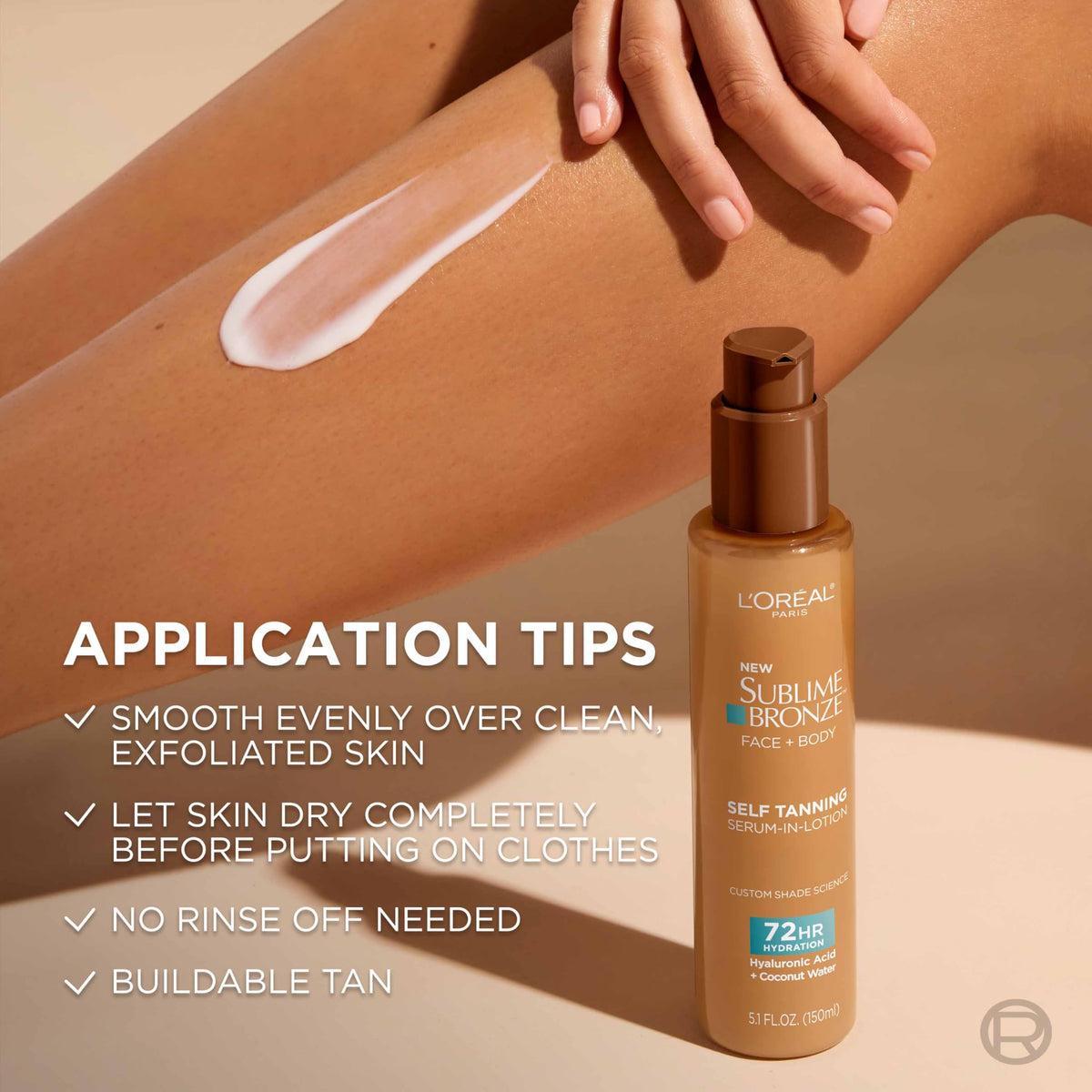 L'Oreal Paris before and after skin tone showing gradual bronze