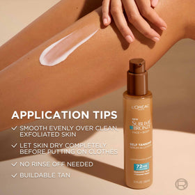 L'Oreal Paris before and after skin tone showing gradual bronze
