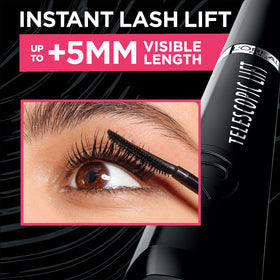 L'Oreal Paris before and after lashes displays visible lift and +length benefit