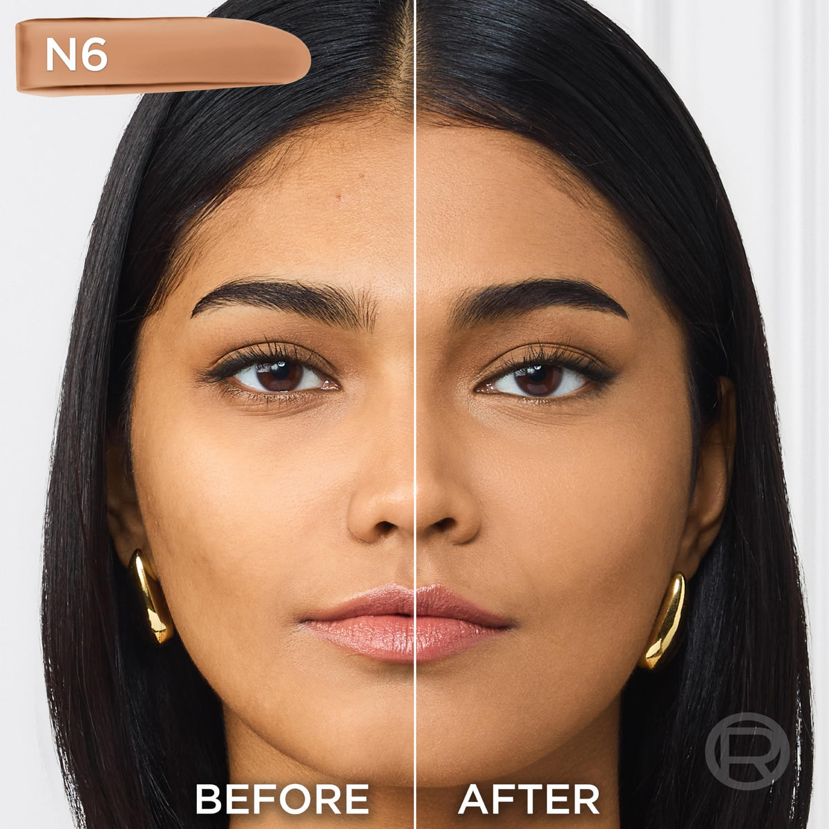 L'Oreal Paris foundation being applied with brush for even medium coverage