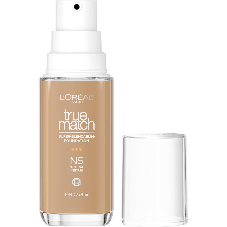 L'Oreal Paris front bottle image showing sleek pump and product branding benefit: easy dispensing