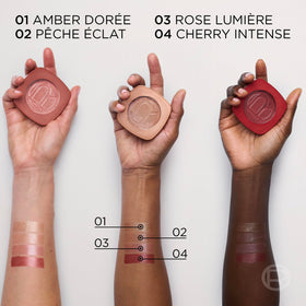 L'Oreal Paris cheek swatch demonstrating Rose Lumiere natural radiant flush benefit
